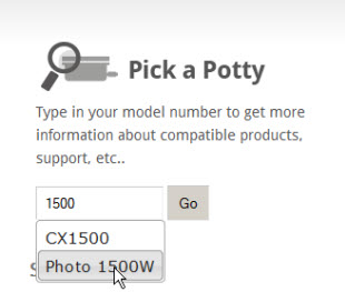 Type in model number and select from suggested list